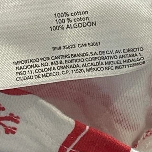 New Carter's Unisex Red White  Christmas Festive Holiday 2 Pc. Cotton Pajamas M - Picture 6 of 6